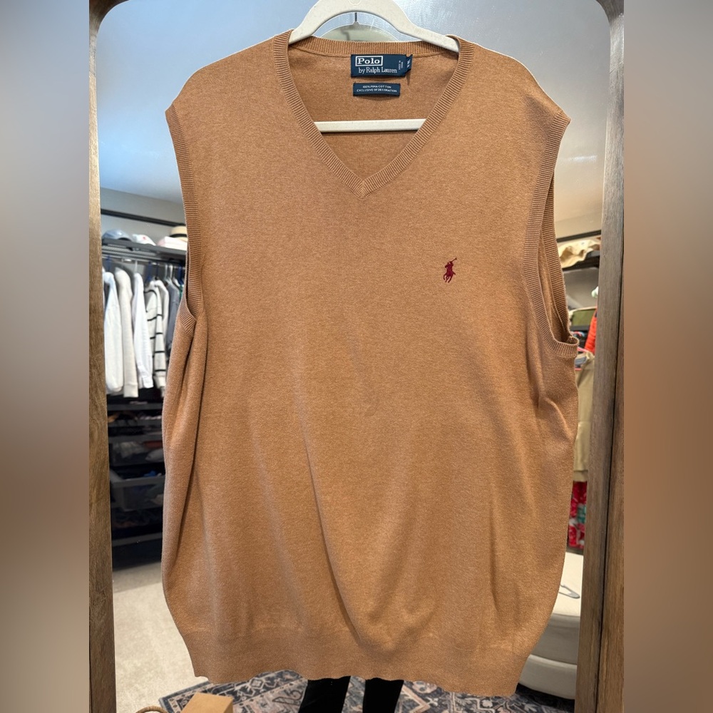 Ralph Lauren Tan V-Neck Sweater Vest